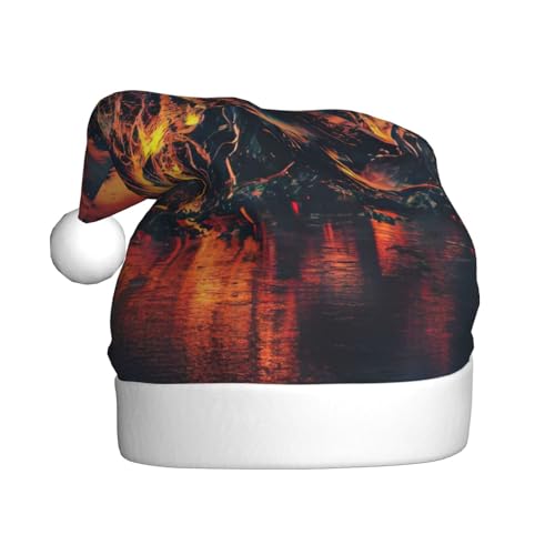 Volcano Weihnachtsmütze, Plüschstoff, Weihnachtsmannmütze für Weihnachten, Kostümparty und Feiertage, 1 Stück von SDEGTHO