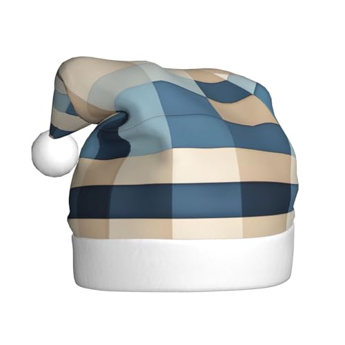 Weihnachtsmütze, Plüschstoff, Weihnachtsmannmütze, quadratisch, für Weihnachten, Kostümpartys und Feiertage, Blau / Beige, 1 Packung von SDEGTHO