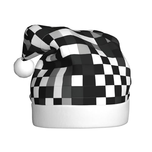 Weihnachtsmütze, Plüschstoff, Weihnachtsmannmütze für Weihnachten, Kostüm, Party und Urlaub, Schwarz / Weiß, 1 Packung von SDEGTHO