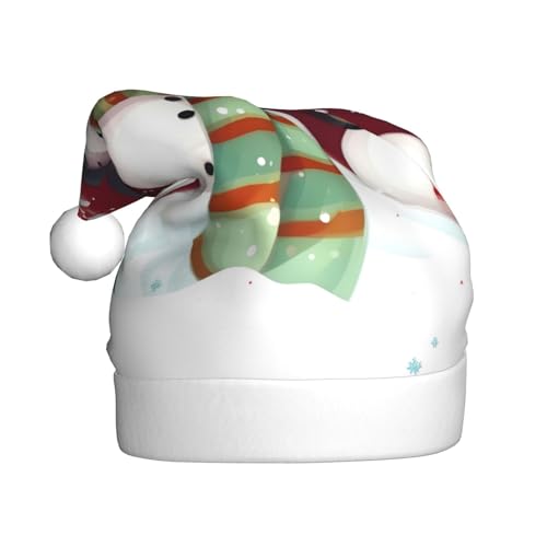 Weihnachtsmütze, niedlicher Schneemann, Plüschstoff, Weihnachtsmannmütze für Weihnachten, Kostüm, Party und Urlaub, 1 Stück von SDEGTHO