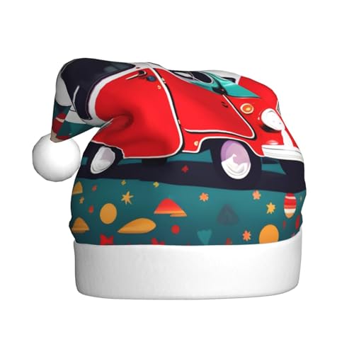 Weihnachtsmütze Happy Camper, Rot, 1 Stück, Plüschstoff, Weihnachtsmannmütze für Weihnachten, Kostümparty und Feiertagsveranstaltung von SDEGTHO