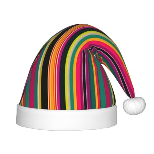 Weihnachtsmütze aus Plüsch, Regenbogenfarben, gestreift, für Teenager, Weihnachten, Kostüm, Party und Urlaub, 1 Stück von SDEGTHO
