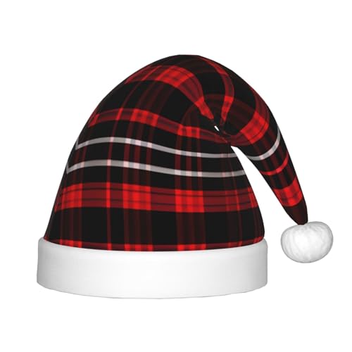 Weihnachtsmütze aus Plüsch, Rot und Schwarz, für Teenager, Weihnachten, Kostüm, Party und Urlaub, 1 Stück von SDEGTHO