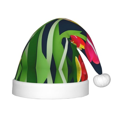 Weihnachtsmütze aus Plüsch mit buntem Tulpenmuster, für Teenager, Weihnachten, Kostüm, Party und Urlaub, 1 Stück Weihnachtsmütze aus Plüsch mit buntem Tulpenmuster, für Teenager, Weihnachten, Kostüm, Party und Urlaub, 1 Stück von SDEGTHO