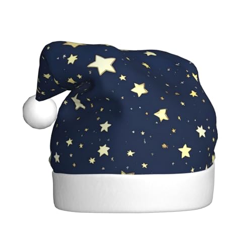 Weihnachtsmütze aus Plüschstoff, Motiv: Himmel und Stern, marineblau, 1 Stück von SDEGTHO