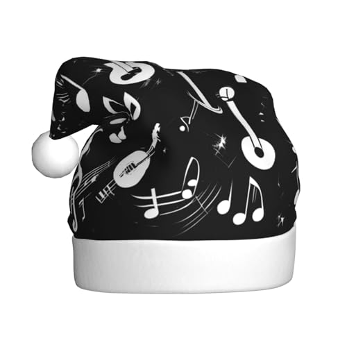 Weihnachtsmütze aus Plüschstoff, Motiv: Musiksymbole, Liebe, 1 Stück von SDEGTHO