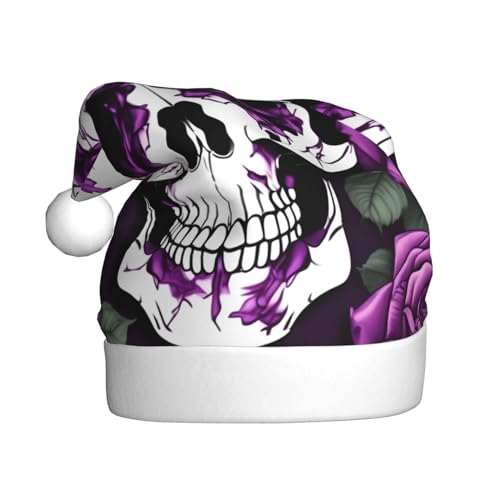 Weihnachtsmütze aus Plüschstoff, Motiv: lila Rose, Skelett, 1 Packung von SDEGTHO