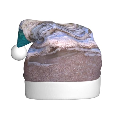 Weihnachtsmütze aus Plüschstoff, Motiv: tropisches Meer, für Weihnachten, Kostümpartys und Feiertage, Weiß, 1 Stück von SDEGTHO