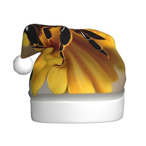Weihnachtsmütze mit Biene und Blume, Plüschstoff, Weihnachtsmannmütze für Weihnachten, Kostüm, Party und Urlaub, 1 Stück von SDEGTHO
