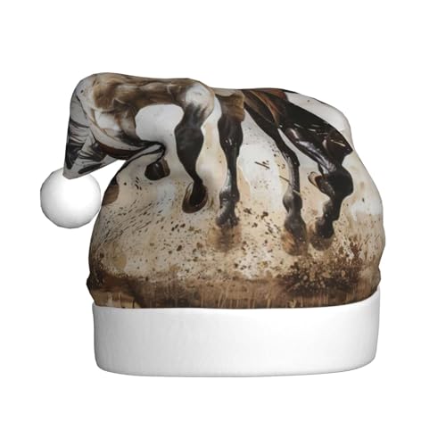 Weihnachtsmütze mit Pferden, 1 Stück, Plüschstoff, Weihnachtsmannmütze für Weihnachten, Kostümparty und Feiertagsveranstaltung Weihnachtsmütze mit Pferden, 1 Stück, Plüschstoff, Weihnachtsmannmütze für Weihnachten, Kostümparty und Feiertagsveranstaltung von SDEGTHO