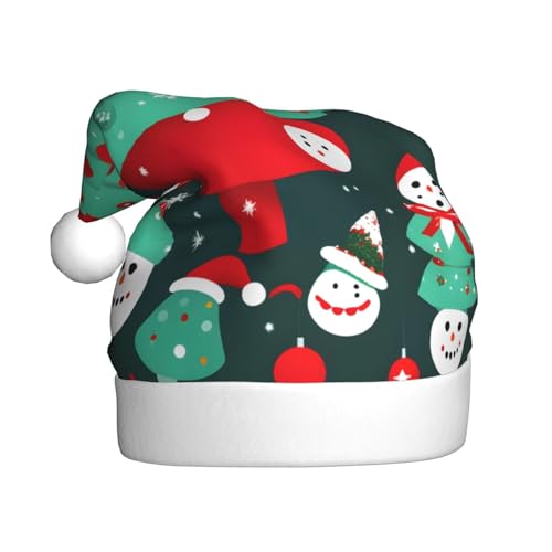 Weihnachtsmütze mit Weihnachtsbaum und Schneemann, Plüschstoff, Weihnachtsmannmütze für Weihnachten, Kostümparty und Feiertagsveranstaltung, 1 Stück von SDEGTHO