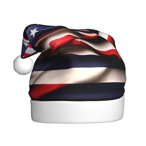 Weihnachtsmütze mit amerikanischer Flagge, Plüschstoff, Weihnachtsmannmütze für Weihnachten, Kostümparty und Feiertagsveranstaltungen, 1 Stück von SDEGTHO