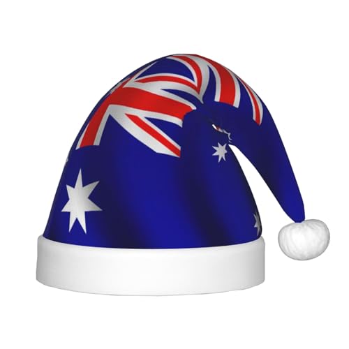 Weihnachtsmütze mit australischer Flagge, Plüsch-Weihnachtsmannmütze für Teenager, Weihnachten, Kostüm, Party und Urlaub, 1 Stück von SDEGTHO