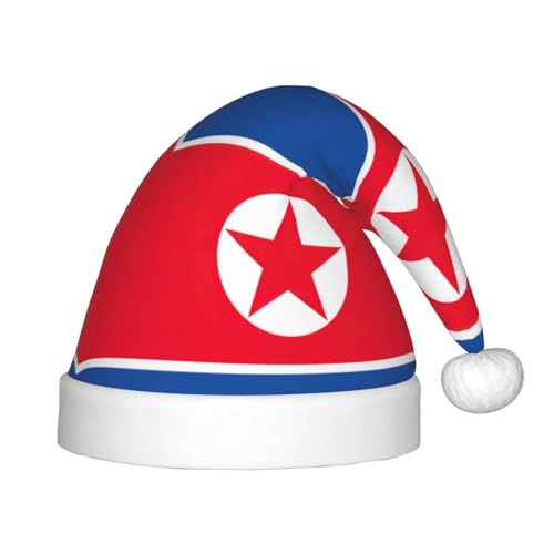 Weihnachtsmütze mit koreanischer Flagge, Plüsch-Weihnachtsmannmütze für Teenager, Weihnachten, Kostüm, Party und Urlaub, 1 Stück von SDEGTHO