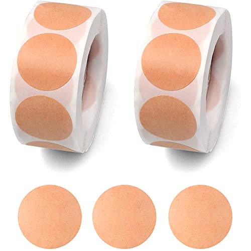 2 Rollen selbstklebende Etiketten aus Kraftpapier, selbstklebend, rund, Kraftpapier, blanko, 500 Stück pro Rolle, selbstklebend, braun, rund, für Haus von SDFAA