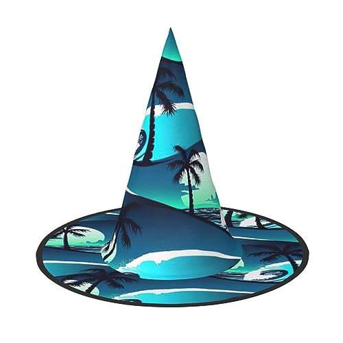 SDFHU Skateboard mit Palmen Wellendruck Partyhut Halloween Karneval Hexen Hüte für Mottopartys Cosplay Urlaub Dekor von SDFHU