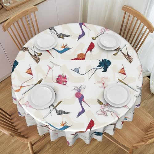 Tischdecke mit Stöckelschuhen, rund, waschbar, für drinnen und draußen, Picknick-Tischdekoration, 152,4 cm Tischdecke mit Stöckelschuhen, rund, waschbar, für drinnen und draußen, Picknick-Tischdekoration, 152,4 cm von SDFHU