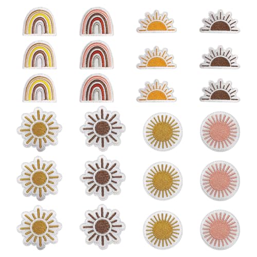 24 Stück Patches Zum AufbüGeln Sonnengestickte, Flicken Zum AufbüGeln Kinder Stickerei AufnäHer, Ideal Zum Selbermachen Oder Reparieren Von Kleidung Oder Zum Abdecken Von Rissen Oder LöChern von SDFLKAE
