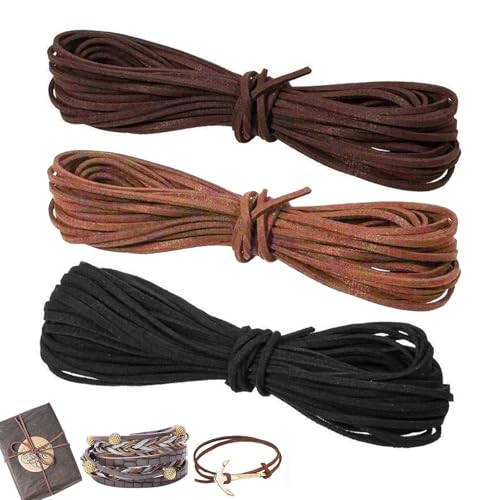3 Farben Lederschnur Lederband, 10M x 3mm Faux Wildleder Schnur, Lederband Leder Schnur Faux Faden, Klassik Basteln Lederschnüre für DIY Armband Halskette Schmuck Handwerk 3 Farben Lederschnur Lederband, 10M x 3mm Faux Wildleder Schnur, Lederband Leder Schnur Faux Faden, Klassik Basteln Lederschnüre für DIY Armband Halskette Schmuck Handwerk von SDFLKAE