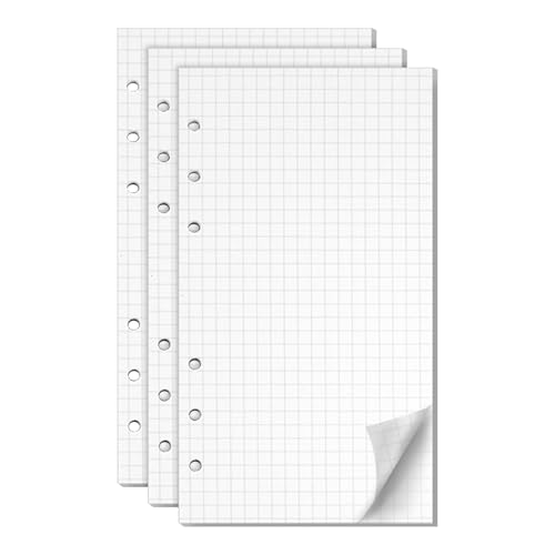 3 Packungen Nachfüllpapier Kariert, 6 Löcher Nachfüllbare Refill Paper Papier Nachfülleinlagen Ringbucheinlagen für A6 Notizbuch Skizze Tagbuch Malerei Bullet Journal(COLOR:Weiß) von SDFLKAE