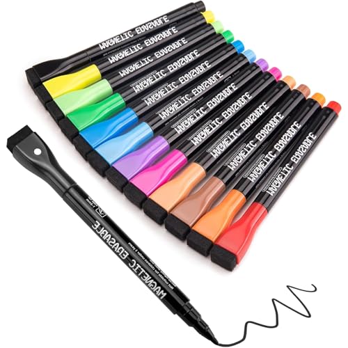SDFLKAE Whiteboard Marker 12 Stück, 12 Farbe Whiteboard Stifte Magnetisch, Bunte Folienstift Abwischbar mit radierer, Abwischbare Stifte mit feiner Spitze für Zuhause, Schule, Büro SDFLKAE Whiteboard Marker 12 Stück, 12 Farbe Whiteboard Stifte Magnetisch, Bunte Folienstift Abwischbar mit radierer, Abwischbare Stifte mit feiner Spitze für Zuhause, Schule, Büro von SDFLKAE