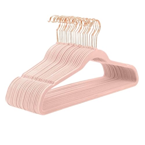 Garderobenständer, Kleiderbügel aus Samt, strapazierfähig, rutschfest, Kleiderbügel aus Filz, Kleiderbügel aus Samt(Blush Pink Rose50pa) von SDGBCXD