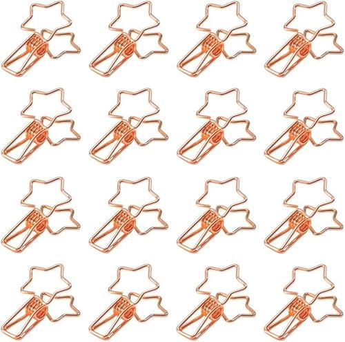 SDGBCXD Bindemittel, Binderklammern aus Metalldraht, sternförmige Büroklammern for Zuhause, Büro, Lieferant, Schule, Zubehör, Gold, 16 Stück(Rose Gold) von SDGBCXD