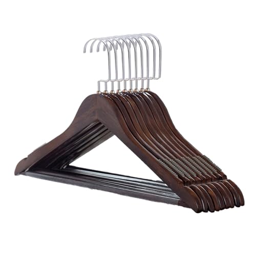 SDGBCXD Garderobenständer, 10 Stück Retro-Kleiderbügel aus Holz, rutschfeste Hemd-Kleiderbügel mit drehbarem Haken, Kleiderschrank-Organizer, Garderobenständer(Retro Color) von SDGBCXD