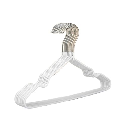 SDGBCXD Garderobenständer, 10er-Packung Metallbügel, rutschfeste, gummibeschichtete Kleiderbügel for Mäntel, Hosen, Kleiderschränke, Taschentücher(White) von SDGBCXD