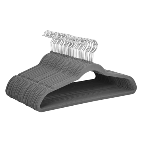 SDGBCXD Garderobenständer, 20 Stück schmale, rutschfeste Kleiderbügel aus Samt, platzsparende Kleiderbügel mit Schulterschlitz(Grey20pcs) von SDGBCXD
