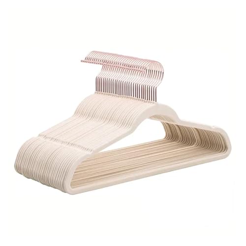 SDGBCXD Garderobenständer, 45CM Beflockung Kleiderbügel Kunststoff rutschfeste Kleiderbügel Samt Magische Kleiderbügel Kleidung Shop Mantel Ohne Spur(Offwhite Rose Gold) von SDGBCXD