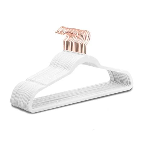 SDGBCXD Garderobenständer, 45CM Beflockung Kleiderbügel Kunststoff rutschfeste Kleiderbügel Samt Magische Kleiderbügel Kleidung Shop Mantel Ohne Spur(White Rose Gold) von SDGBCXD