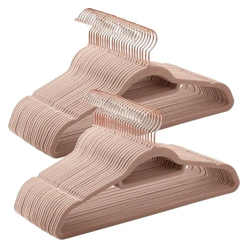 SDGBCXD Garderobenständer, 50 Kleiderbügel mit drehbarem Haken in Roségold, rutschfest und platzsparend, 0,2 Zoll dick, 17,1 Zoll lang(Caramel Brown) von SDGBCXD