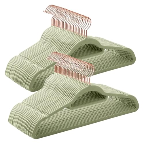 SDGBCXD Garderobenständer, 50 Kleiderbügel mit drehbarem Haken in Roségold, rutschfest und platzsparend, 0,2 Zoll dick, 17,1 Zoll lang(Lime Green) von SDGBCXD
