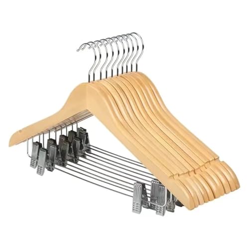 SDGBCXD Garderobenständer, Holzbügel aus Holz for Jacke/Rock/Mantel/Kleid/Bluse(10pcs Natural) von SDGBCXD