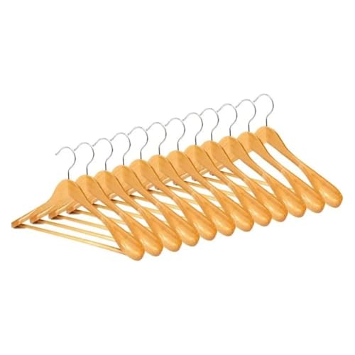 SDGBCXD Garderobenständer, Holzbügel aus Holz for Jacke/Rock/Mantel/Kleid/Bluse(12pcs Natural) von SDGBCXD