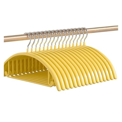 SDGBCXD Garderobenständer, Imprägnierter Halbrunder Kleiderbügel Nahtlose Aufbewahrung Dicke Kleiderklammer rutschfeste Edelstahl-Kleideraufhängung for Erwachsene(Yellow,20Pcs) von SDGBCXD