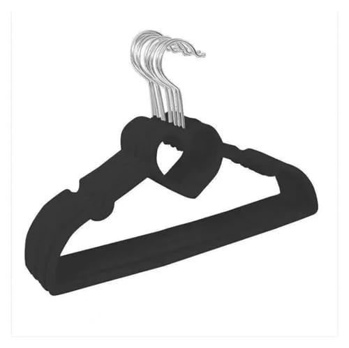 SDGBCXD Garderobenständer, Kleiderbügel aus Samt, 10er-Pack, rutschfeste Kleiderbügel mit drehbarem Haken, süßes Herz, schmale Kleiderständer for Platzsparen im Schrank(Black) von SDGBCXD