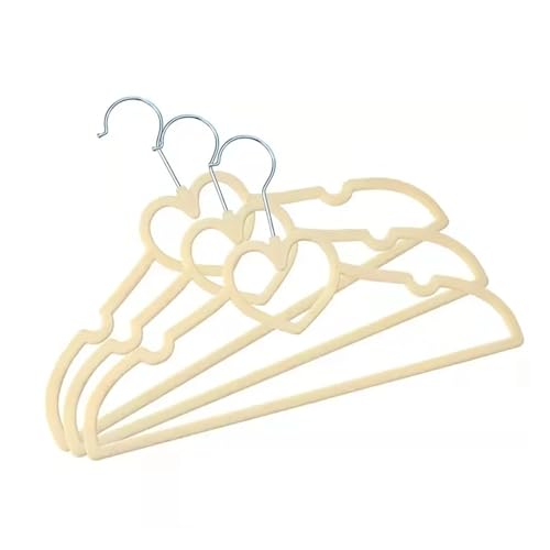 SDGBCXD Garderobenständer, Kleiderbügel aus Samt, 10er-Pack, rutschfeste Kleiderbügel mit drehbarem Haken, süßes Herz, schmale Kleiderständer for Platzsparen im Schrank(Khaki) von SDGBCXD