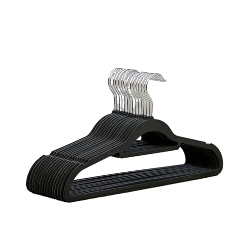 SDGBCXD Garderobenständer, Kleiderbügel aus Samt, platzsparend, rutschfest, beflockter Kleiderbügel aus Samt, for Kleidung(Black10pcs) von SDGBCXD