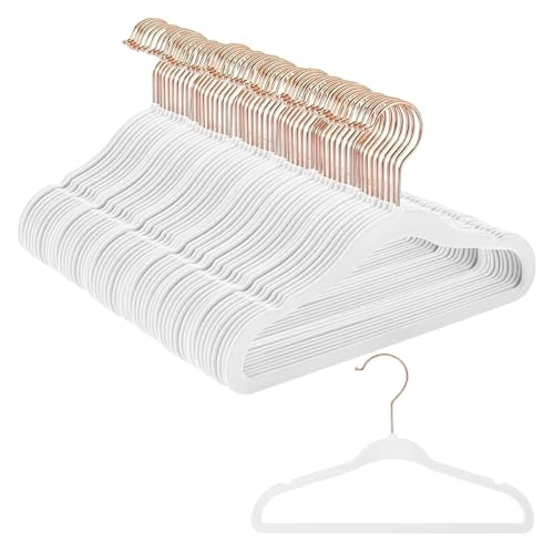 SDGBCXD Garderobenständer, Kleiderbügel aus Samt, schwarz, rutschfest, platzsparend, leicht, 100 Stück(White) von SDGBCXD