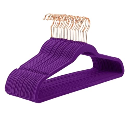 SDGBCXD Garderobenständer, Kleiderbügel aus Samt, strapazierfähig, rutschfest, Kleiderbügel aus Filz, Kleiderbügel aus Samt(Dark Purple50pack) von SDGBCXD