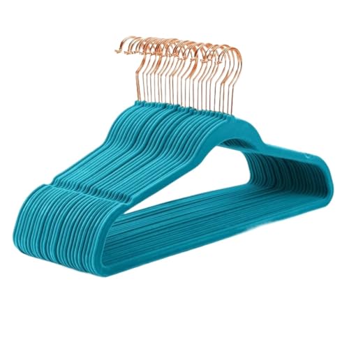 SDGBCXD Garderobenständer, Kleiderbügel aus Samt, strapazierfähig, rutschfest, Kleiderbügel aus Filz, Kleiderbügel aus Samt(Dark Teal Rose50pac) von SDGBCXD