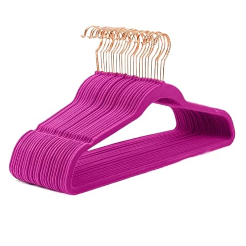 SDGBCXD Garderobenständer, Kleiderbügel aus Samt, strapazierfähig, rutschfest, Kleiderbügel aus Filz, Kleiderbügel aus Samt(Fuschia Pink Ros50p) von SDGBCXD