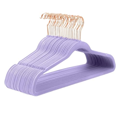 SDGBCXD Garderobenständer, Kleiderbügel aus Samt, strapazierfähig, rutschfest, Kleiderbügel aus Filz, Kleiderbügel aus Samt(Light Purple Rose50) von SDGBCXD