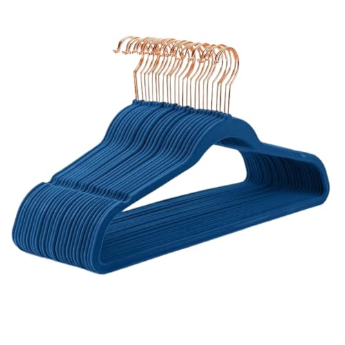 SDGBCXD Garderobenständer, Kleiderbügel aus Samt, strapazierfähig, rutschfest, Kleiderbügel aus Filz, Kleiderbügel aus Samt(Mediterranean Blue50) von SDGBCXD