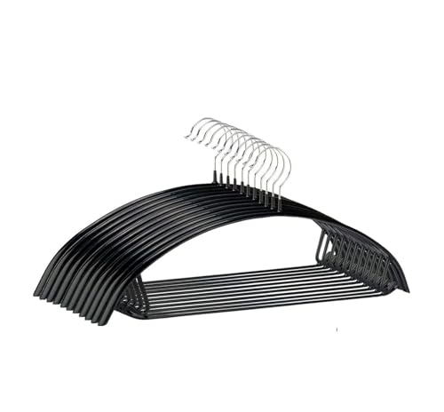 SDGBCXD Garderobenständer, Kleiderbügel aus gummibeschichtetem Konturmetall ohne Beulen, Kleiderbügel for Anzüge, Mäntel, Jacken und Pullover(Blackpack of 30) von SDGBCXD