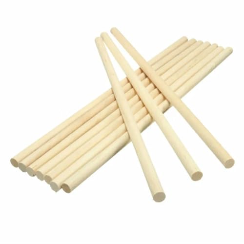 Holzstäbchen zum Basteln 10 Stücke Kiefer Runde Holzstäbe Zählstäbe Pädagogisches Dübel Gebäude Modell Holzbearbeitung Handwerk 3/4/5/6/12mm(12mm) von SDIUAKBV