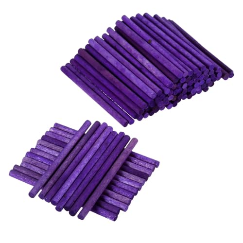 Holzstäbchen zum Basteln 200 Stück Zählstäbe aus Holz, mehrfarbige Stäbe, Mathematik-Lehrmittel, Lernwerkzeug for den Kunstspielzeugbau, 68 mm x 4 mm(Purple) von SDIUAKBV