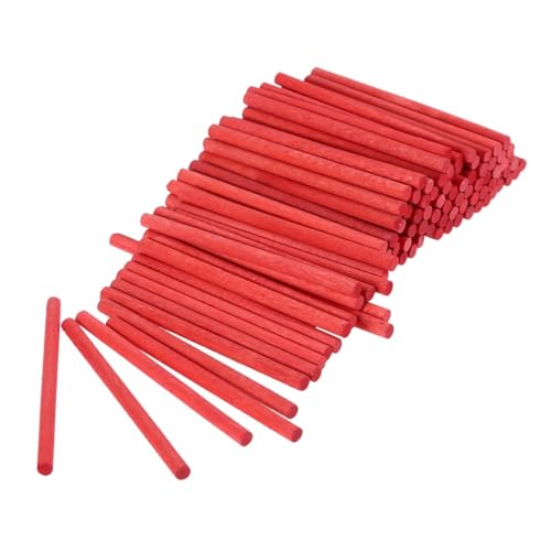 Holzstäbchen zum Basteln 200 Stück Zählstäbe aus Holz, mehrfarbige Stäbe, Mathematik-Lehrmittel, Lernwerkzeug for den Kunstspielzeugbau, 68 mm x 4 mm(Red) von SDIUAKBV